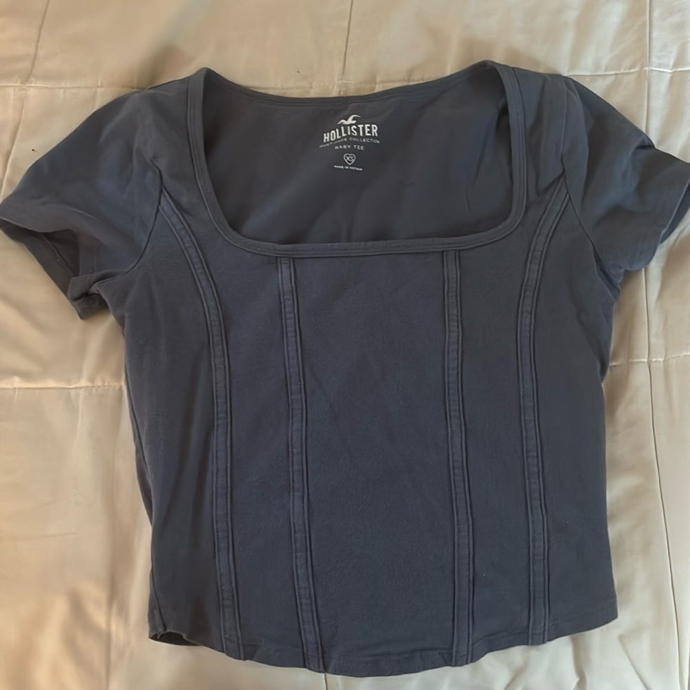 Blue Square Neck Top